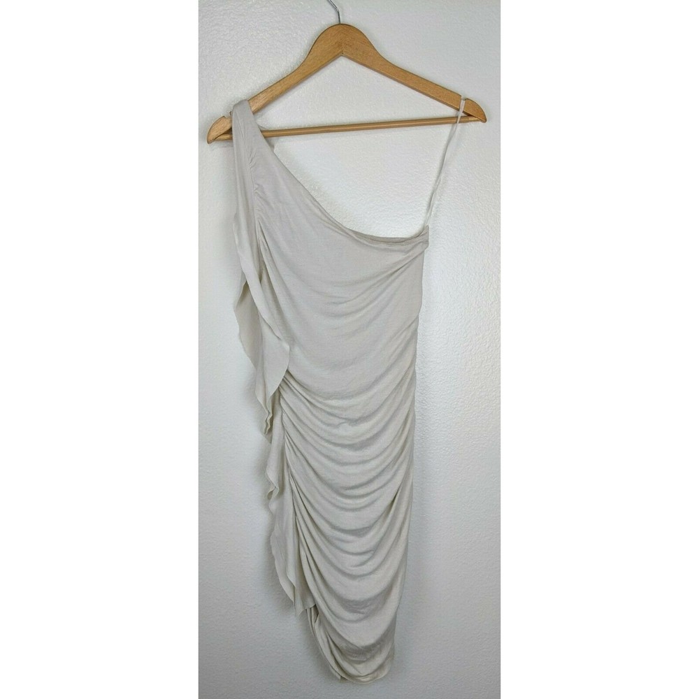 VELVET BY GRAHAM & SPENCER Beige  one off the shoulder bodycon sexy dress S/P